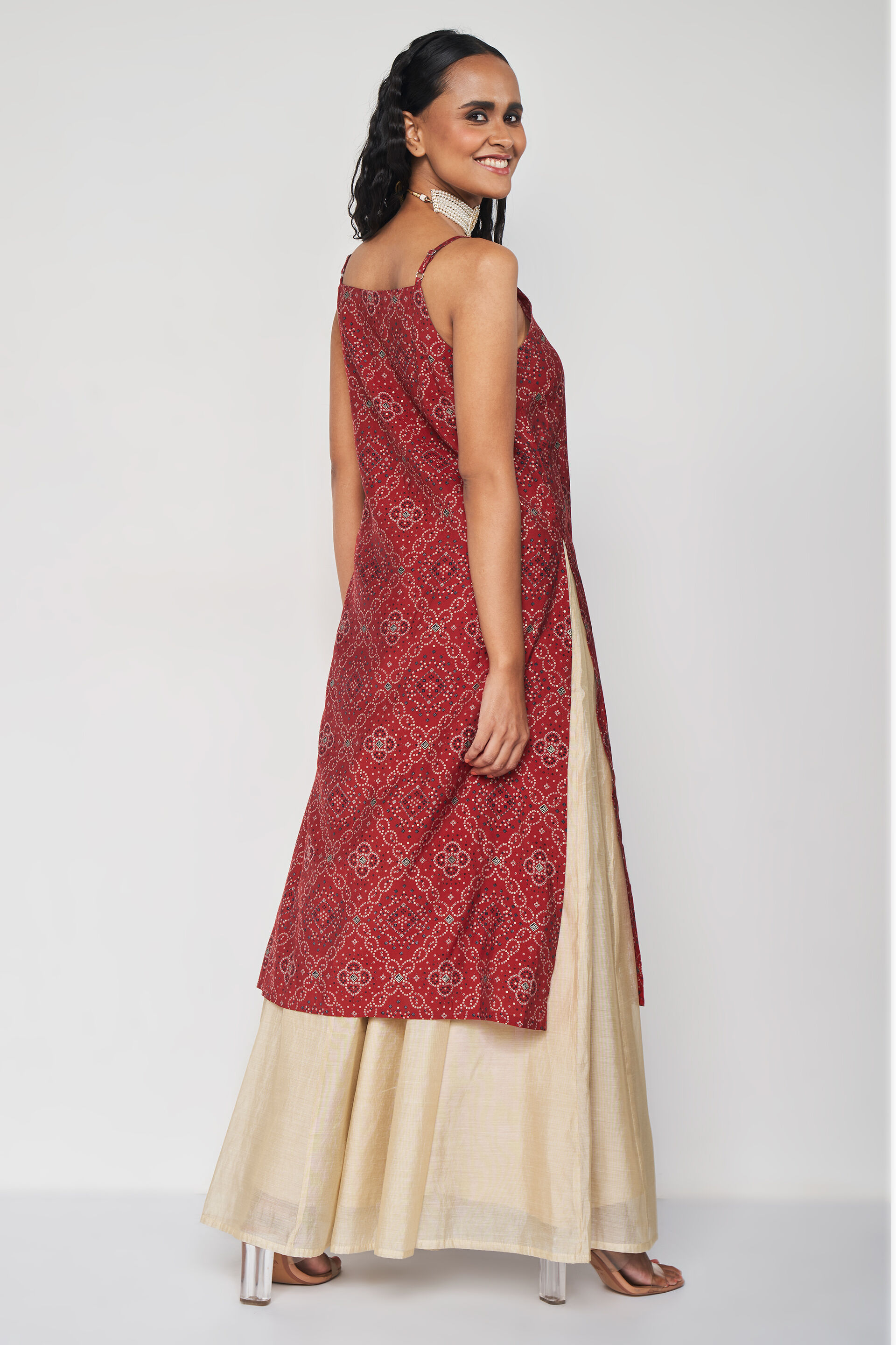 Reyna Printed Kurta, Red, image 6